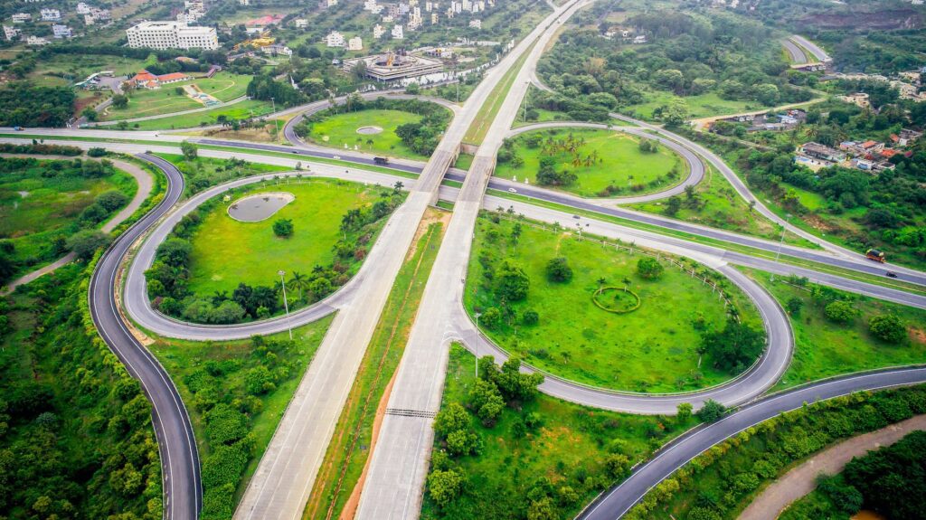 aerial shot of nice road in india