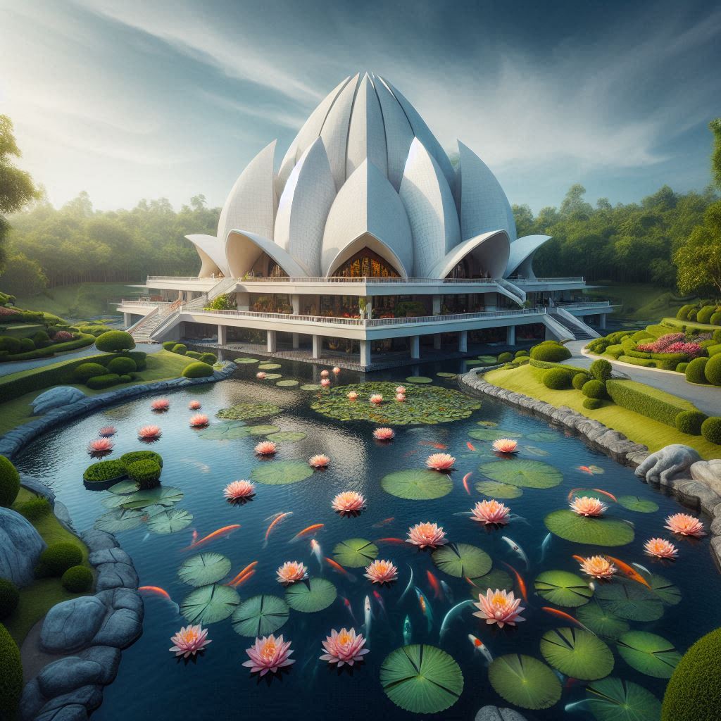 Lotus temple captions AI View